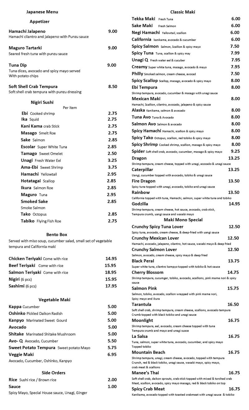 menu